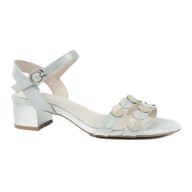 M.Daszyński Damen Sandalen Streifen Daszyński SA177-4 grau 5