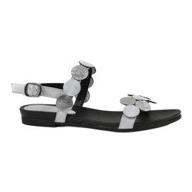 M.Daszyński Daszyński MR1958-1 silberne Sandalen mit Kreisen 4