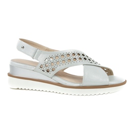 M.Daszyński Silberne Sandalen auf einem Keil Daszyński 1838 grau 6