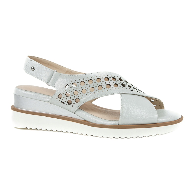 M.Daszyński Silberne Sandalen auf einem Keil Daszyński 1838 grau 6