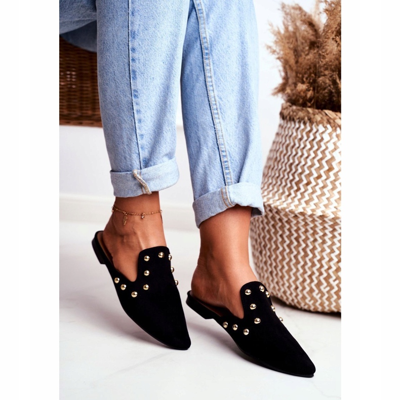 Lu Boo Damen Schwarz Wildleder Sandalen Seniorita 1