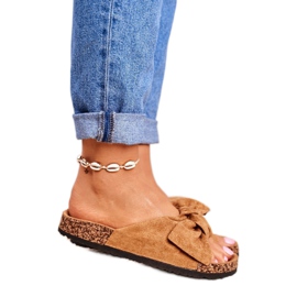 NFR Braune Hausschuhe für Damen mit Schleife Wendy Cork 2