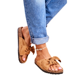 NFR Braune Hausschuhe für Damen mit Schleife Wendy Cork 1