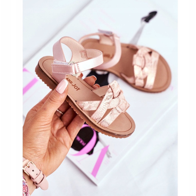 FRROCK Kindersandalen mit Klettverschluss für Mädchen Pink Lilo rosa gelb 2