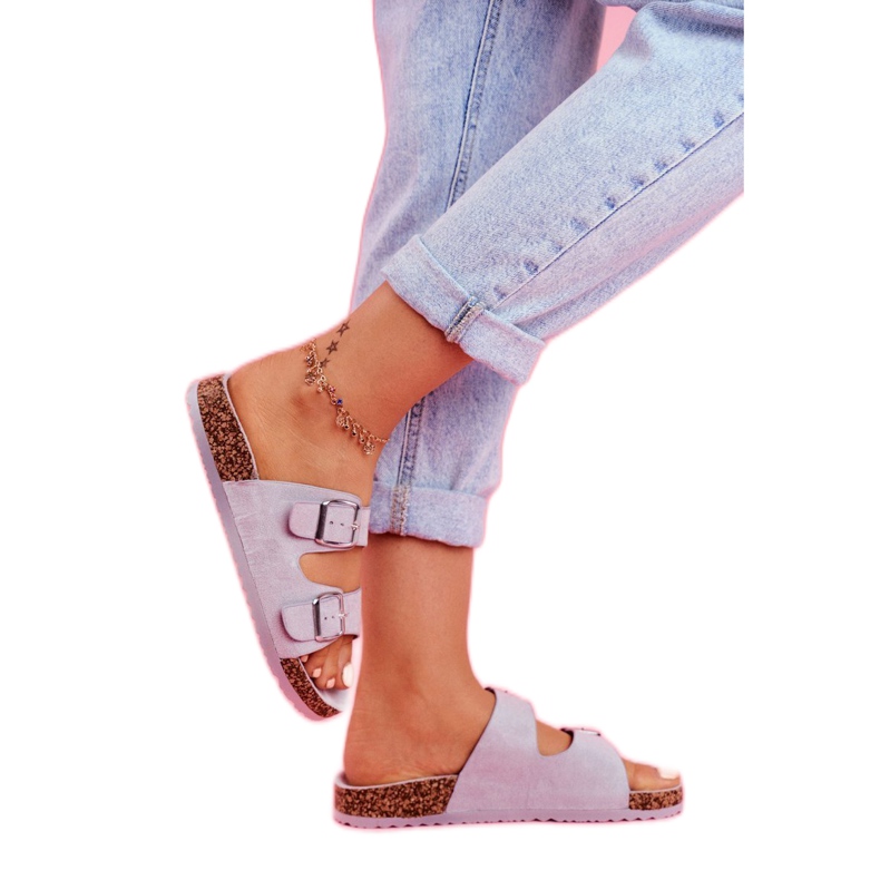 EVE Damenhausschuhe aus Kork mit Schnallen Grau Si Senor 3