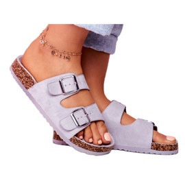 EVE Damenhausschuhe aus Kork mit Schnallen Grau Si Senor 4