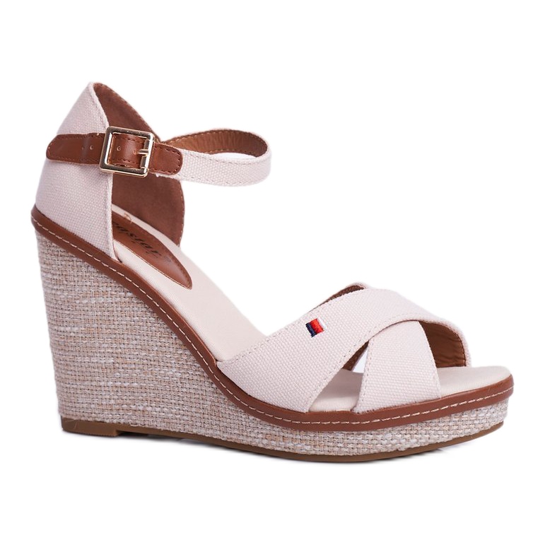 SEA Damen Sandalen mit Keilabsatz Beige LaMane 3