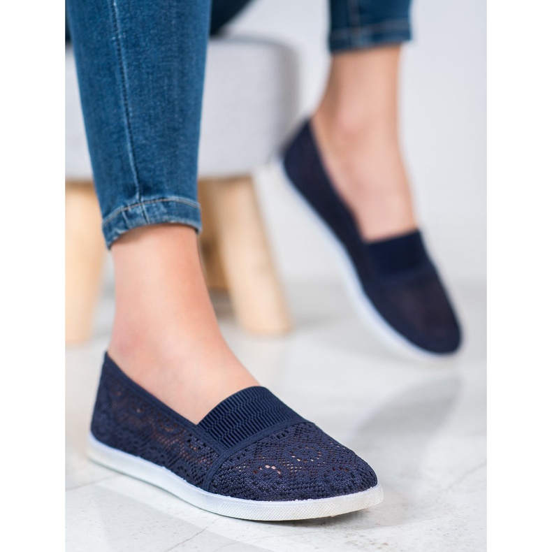 SHELOVET Hellblaue Slipper marineblau 1