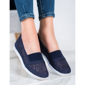 SHELOVET Hellblaue Slipper marineblau 2