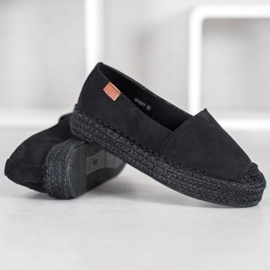 SHELOVET Schwarze Espadrilles mit Wildleder 1
