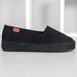 SHELOVET Schwarze Espadrilles mit Wildleder 2