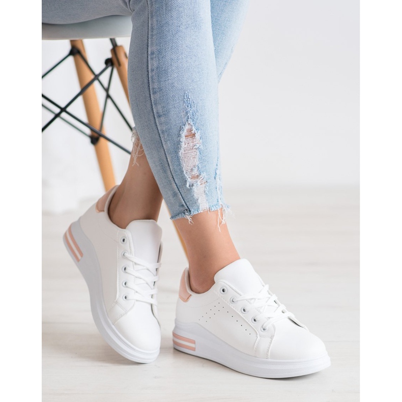 RTX WALK Stylische Sneakers aus Öko-Leder weiß rosa 1