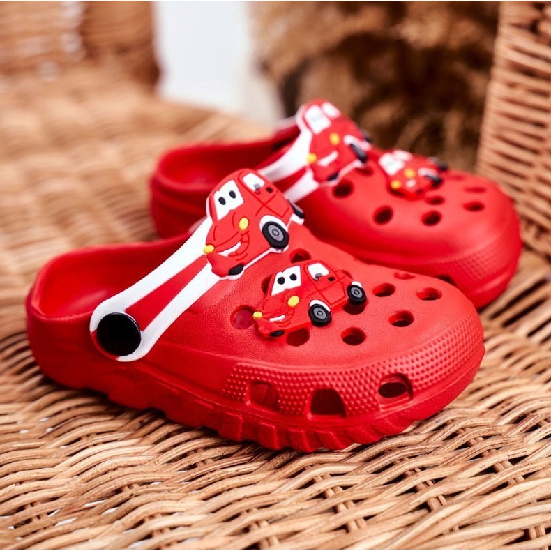 PB2 Kinderhausschuhe Schaumstoff Crocs Red Cars Bruno rot 1
