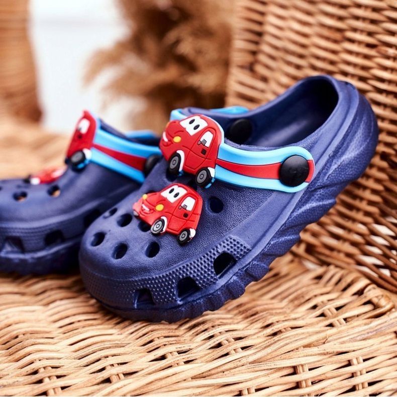 PB2 Kinderhausschuhe Schaumstoff Crocs Navy Blue Cars Bruno marineblau 1