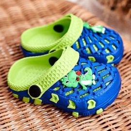 Kinder Hausschuhe Foam Crocs Navy Blue Crocodile Casper blau gelb 1