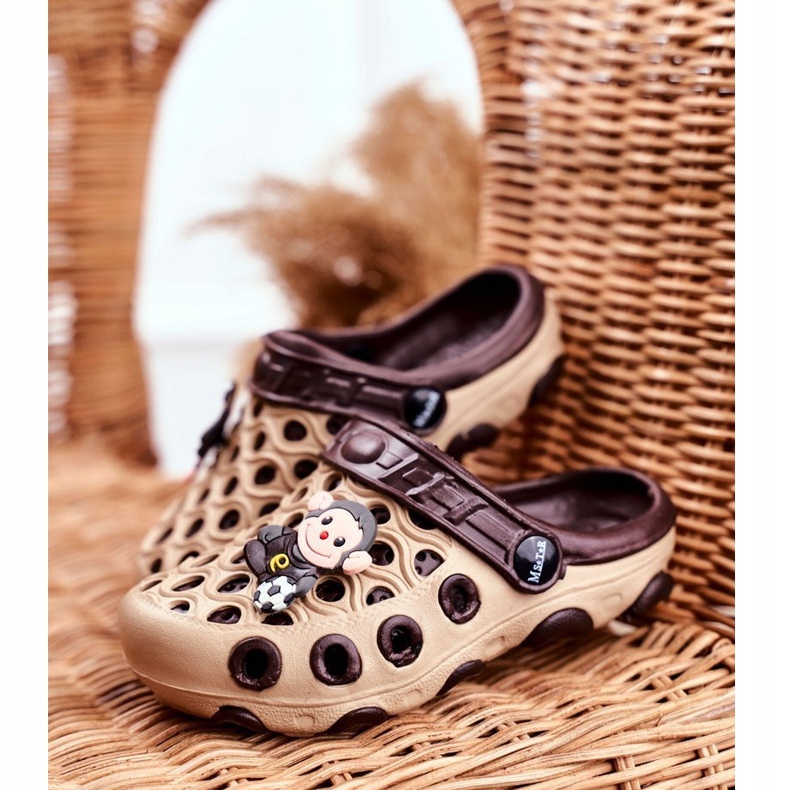 Kinder Hausschuhe Schaumstoff Crocs Brown Monkey Footballer braun 1