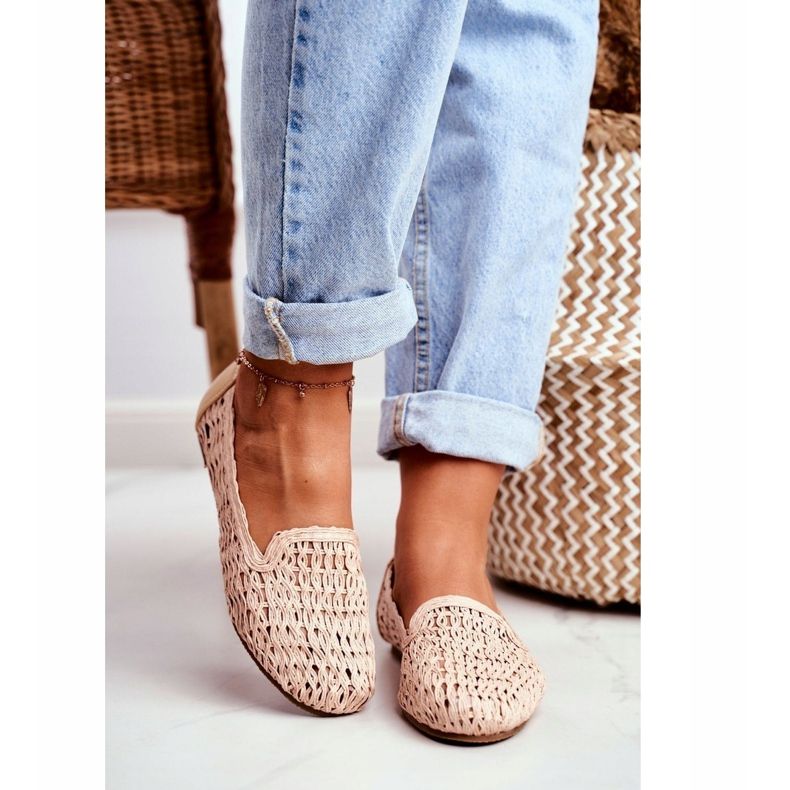 Damen Ballerinas Lu Boo geflochten Beige 4Ever 1