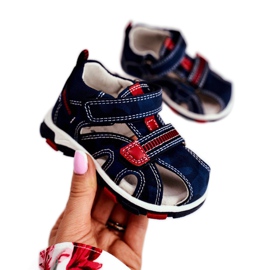 Apawwa Kindersandalen mit Klettverschluss Navy Goreno rot marineblau 1