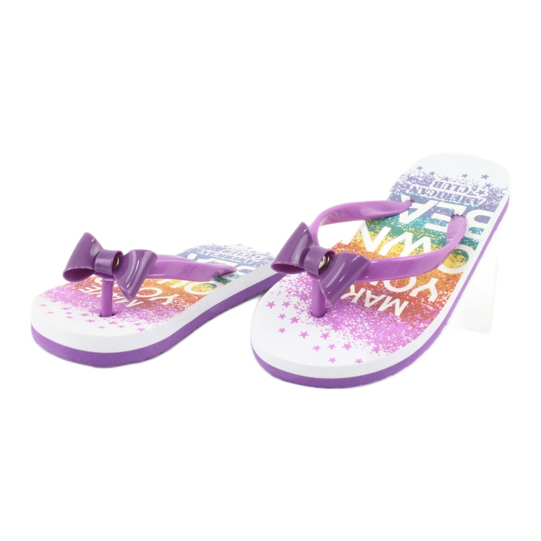 American Club Mädchen Flip Flops, lila Flip -Flops mit einem Bogen violett 1