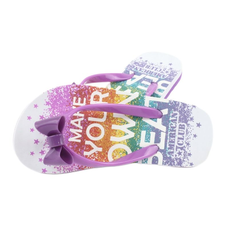 American Club Mädchen Flip Flops, lila Flip -Flops mit einem Bogen 2