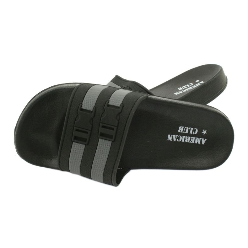American Club Amerikanische NH16-Slipper mit zwei Streifen schwarz grau 2