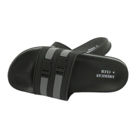 American Club American NH15 Herren-Slipper mit zwei Streifen schwarz grau 3