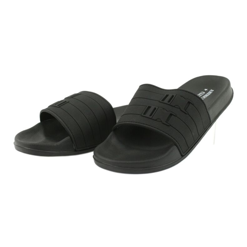 American Club American NH15 Herren-Slipper mit zwei Streifen schwarz 2