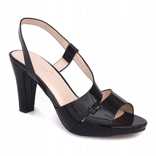 Lackierte Sandalen Pumps TRA329 Schwarz 2