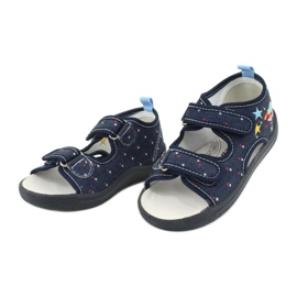 American Club Amerikanische Sandalen Kinderschuhe Lederdecksohle TEN28 navy blau 2
