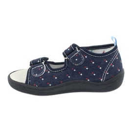 American Club Amerikanische Sandalen Kinderschuhe Lederdecksohle TEN28 navy blau 1