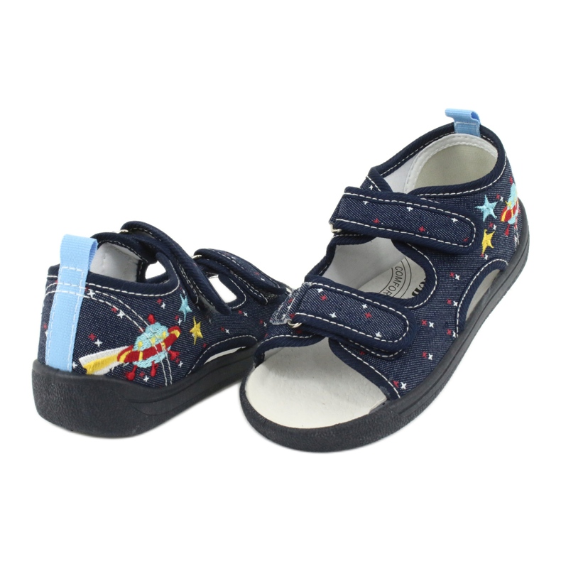 American Club Amerikanische Sandalen Kinderschuhe Lederdecksohle TEN28 marineblau 3