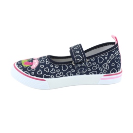 American Club Ballerinas Sneakers mit Klettverschluss TEN15 Herzen weiß marineblau rosa 1