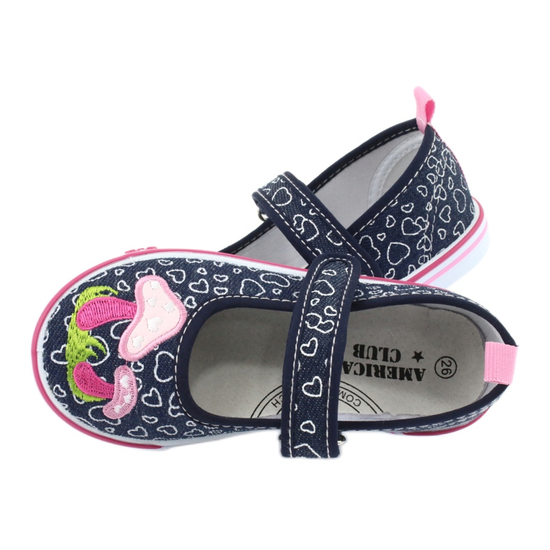 American Club Ballerinas Sneakers mit Klettverschluss TEN15 Herzen weiß navy blau rosa 4
