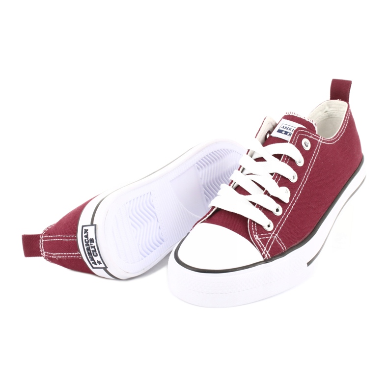 American Club Damen -Sneaker Burgund gebunden rot 3