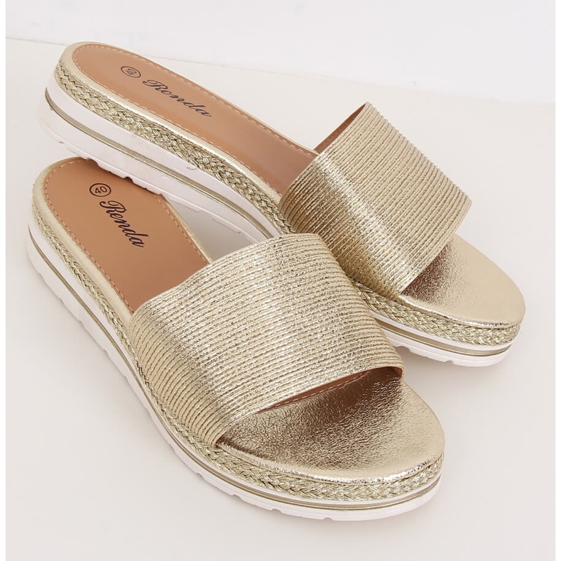 Goldene goldene Damenpantoffeln 222-32II Gold 2