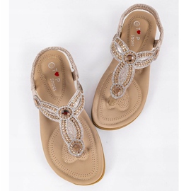 CT-29 goldene flache Sandalen 1
