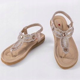 CT-29 goldene flache Sandalen 2