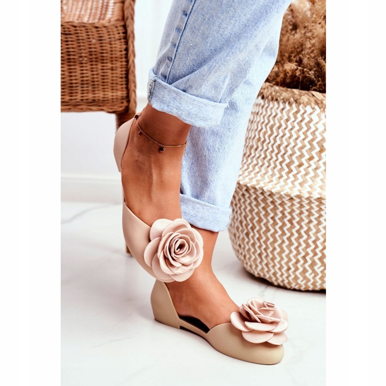 LU BOO Gummiballerinas Meliski Flowers Beige Esther 1