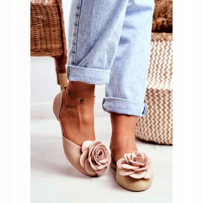 LU BOO Gummiballerinas Meliski Flowers Beige Esther 2