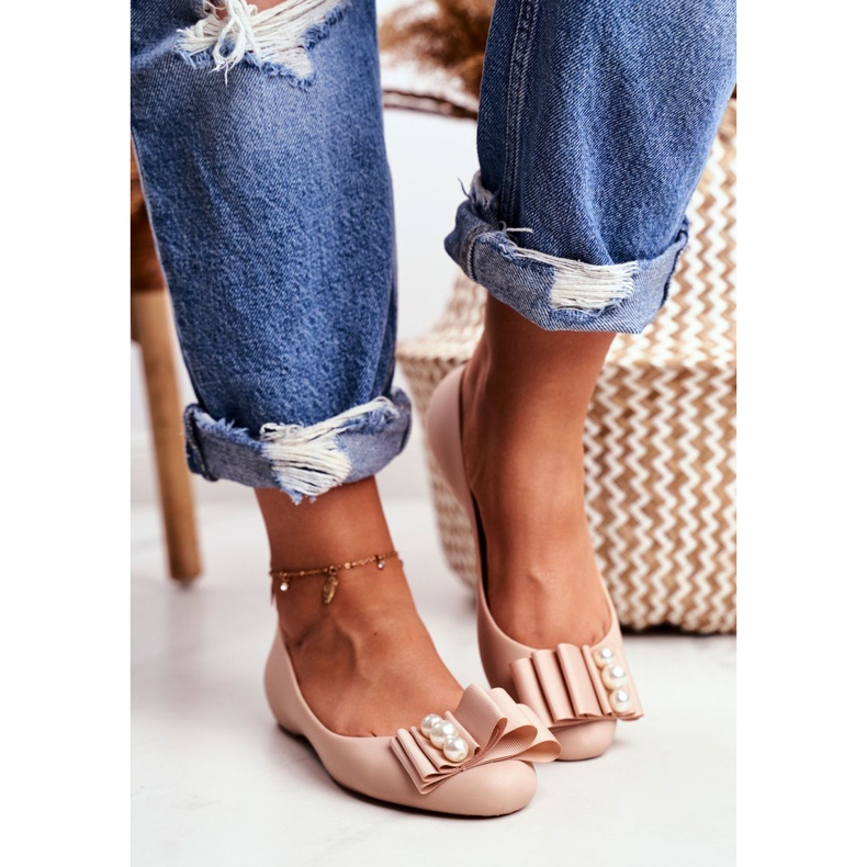 LU BOO Gummiballerinas Meliski Bows Beige Joleen 1