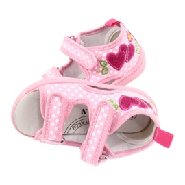 American Club Kinderschuhe Hausschuhe Sandalen Herzen American TEN20 weiß rosa 3