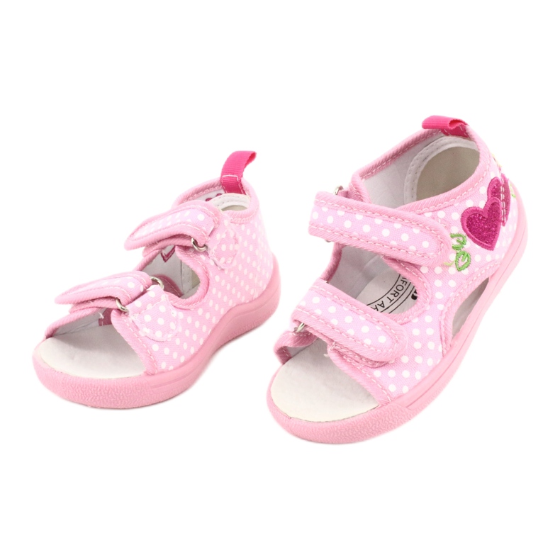 American Club Kinderschuhe Hausschuhe Sandalen Herzen American TEN20 weiß rosa 1