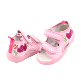 American Club Kinderschuhe Hausschuhe Sandalen Herzen American TEN20 weiß rosa 2