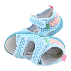American Club Kinderschuhe Hausschuhe Sandalen Herzen American TEN20 weiß blau rosa 4