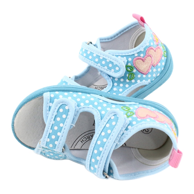 American Club Kinderschuhe Hausschuhe Sandalen Herzen American TEN20 weiß blau rosa 4