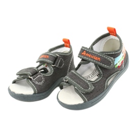 American Club Amerikanische Sandalen, Kinderschuhe, Ledereinsatz TEN46, grau 2
