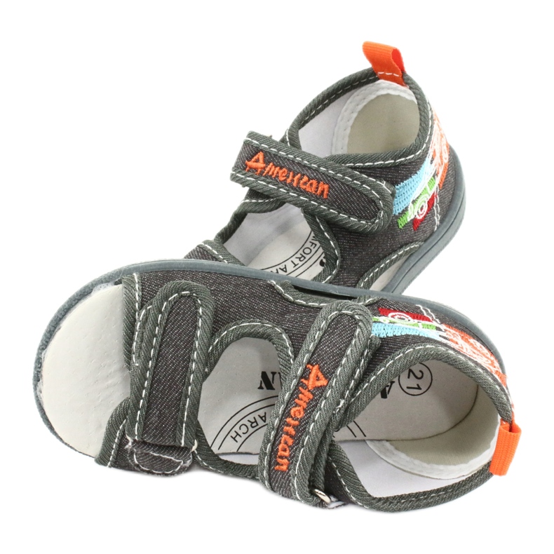 American Club Amerikanische Sandalen, Kinderschuhe, Ledereinsatz TEN46, grau 4