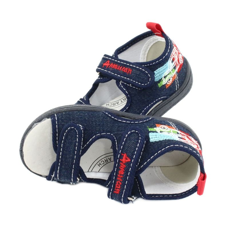 American Club Amerikanische Sandalen Kinderschuhe Lederdecksohle TEN46 rot marineblau 4