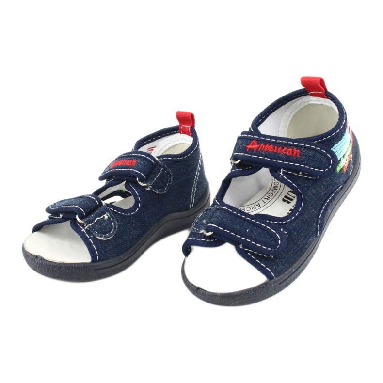 American Club Amerikanische Sandalen Kinderschuhe Lederdecksohle TEN46 rot navy blau 2