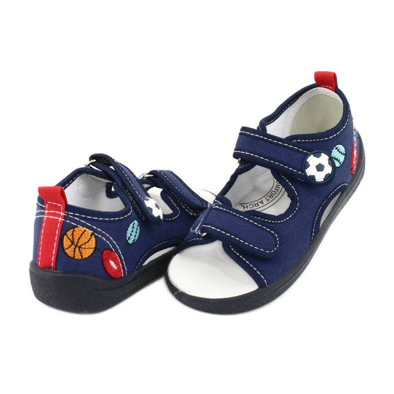 American Club Sandalen Jungen American TEN27 Hausschuhe Ball navy blau 3